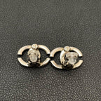 Chanel CC Logo Earrings Silver Twisted Icon Coco — view 4