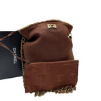 Chanel CC Logo Shearling Leather Fur Chain Shoulder