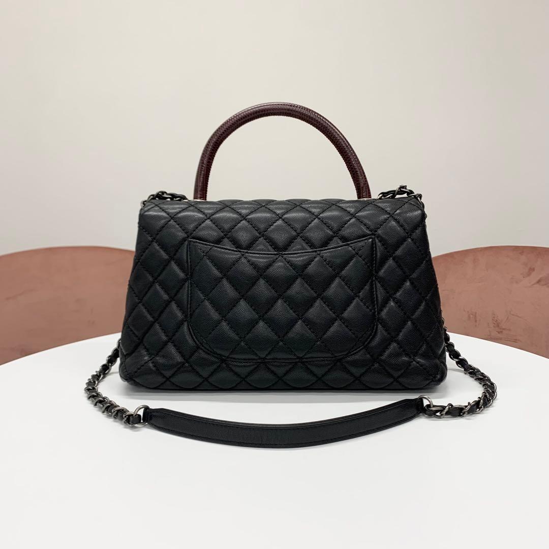Chanel Quilted Coco Handle 29 Caviar Leather CC Logo — view 3