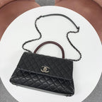 Chanel Quilted Coco Handle 29 Caviar Leather CC Logo — view 5
