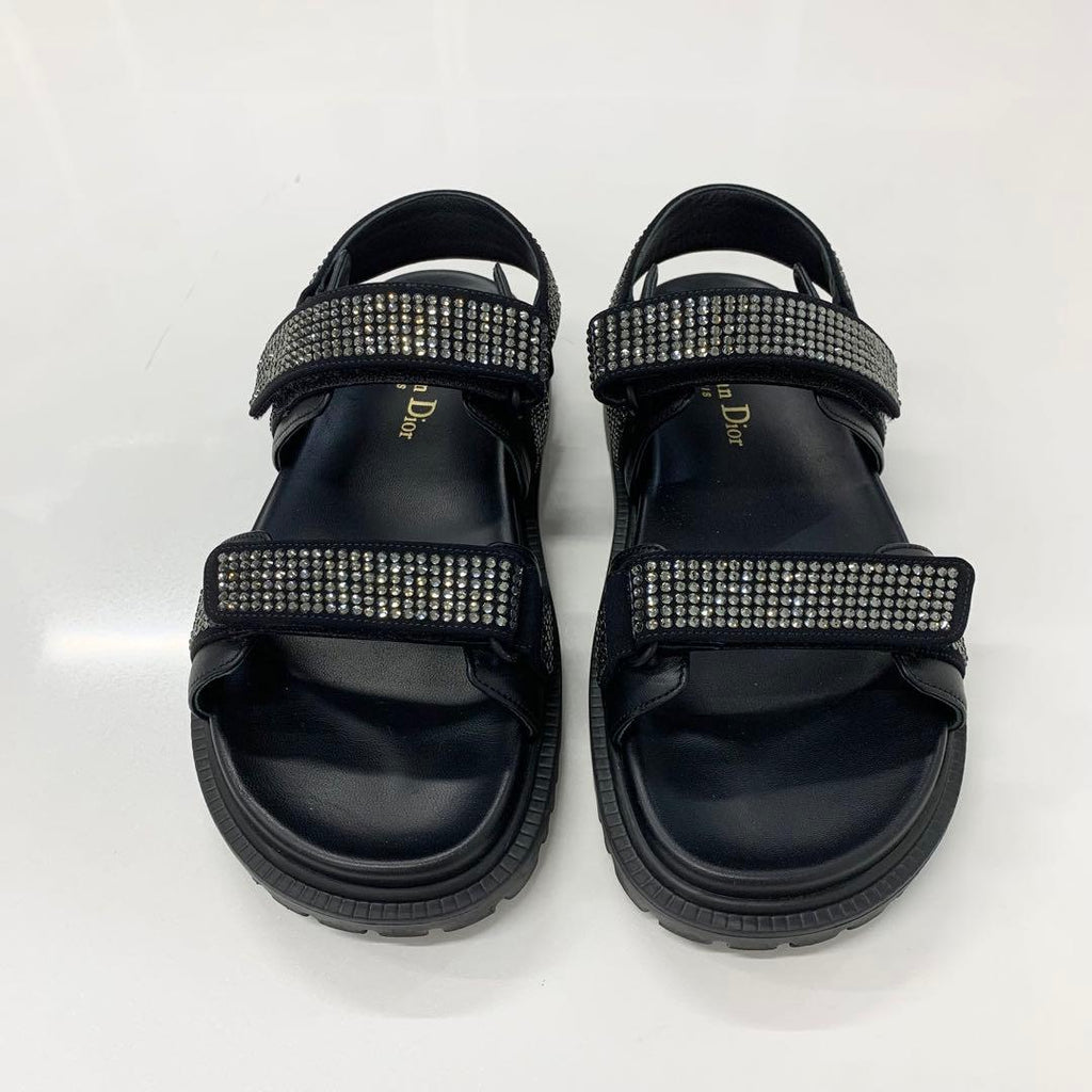 Dior Act Lambskin Rhinestone Sandals — view 2