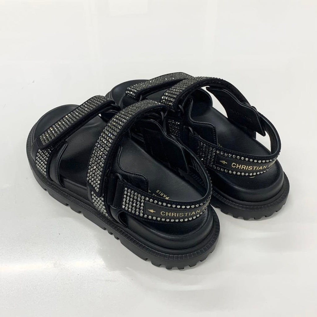 Dior Act Lambskin Rhinestone Sandals — view 4