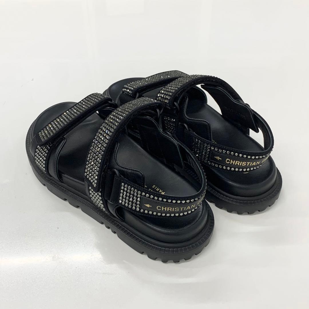 Dior Act Lambskin Rhinestone Sandals — view 4