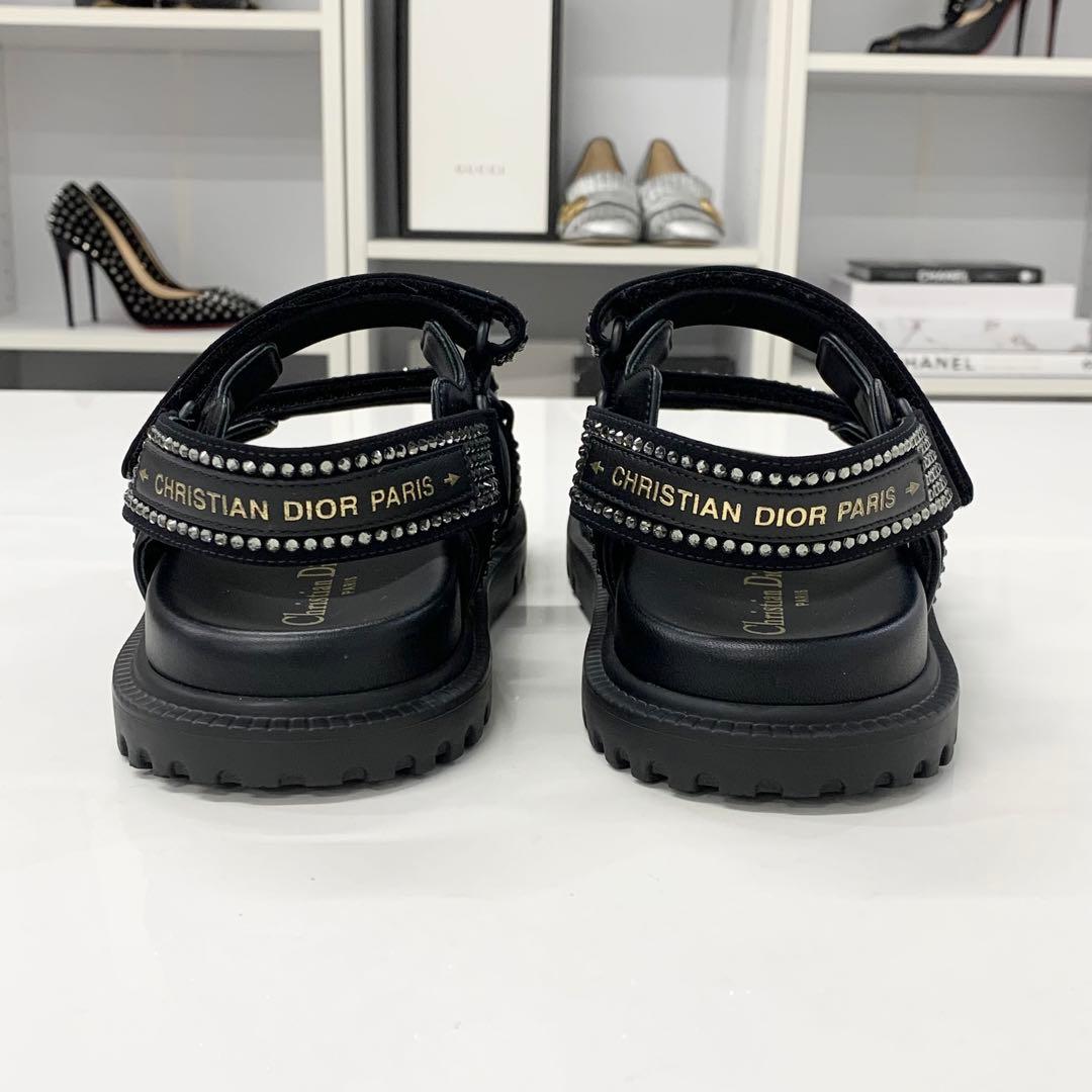 Dior Act Lambskin Rhinestone Sandals — view 5