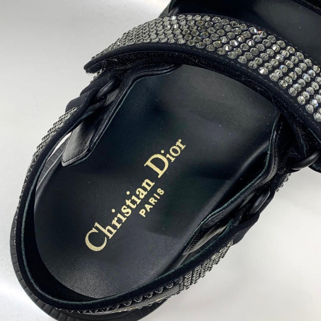 Dior Act Lambskin Rhinestone Sandals — view 7