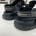Dior Act Lambskin Rhinestone Sandals — view 9