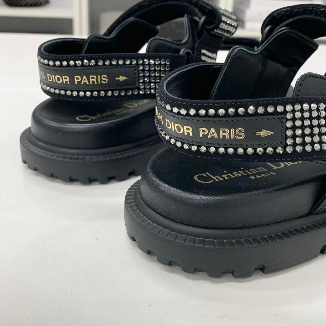 Dior Act Lambskin Rhinestone Sandals — view 9