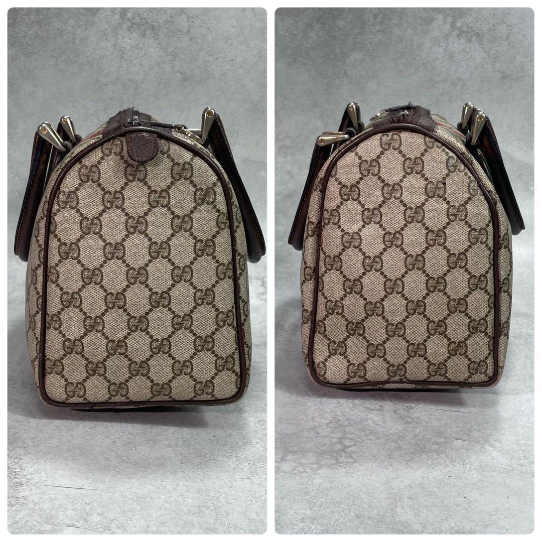 Gucci GG Sherry Line Boston Bag Brown Logo Leather — view 7