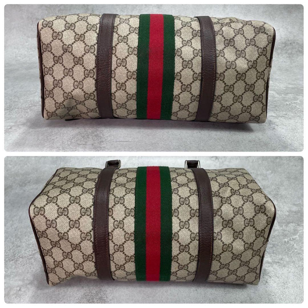 Gucci GG Sherry Line Boston Bag Brown Logo Leather — view 8