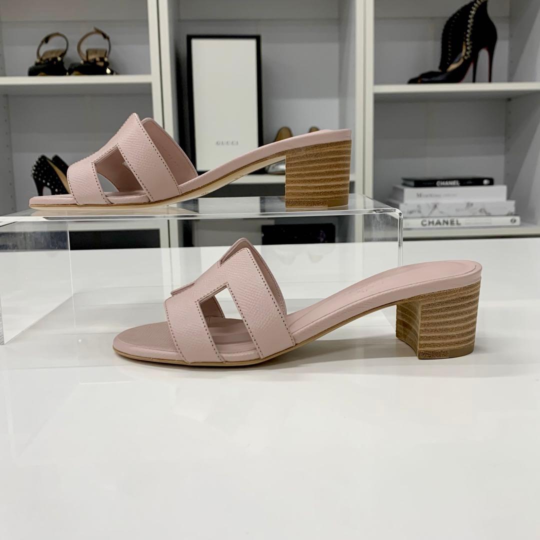 Hermes Oasis Leather Sandals Pink — view 3