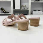 Hermes Oasis Leather Sandals Pink — view 4