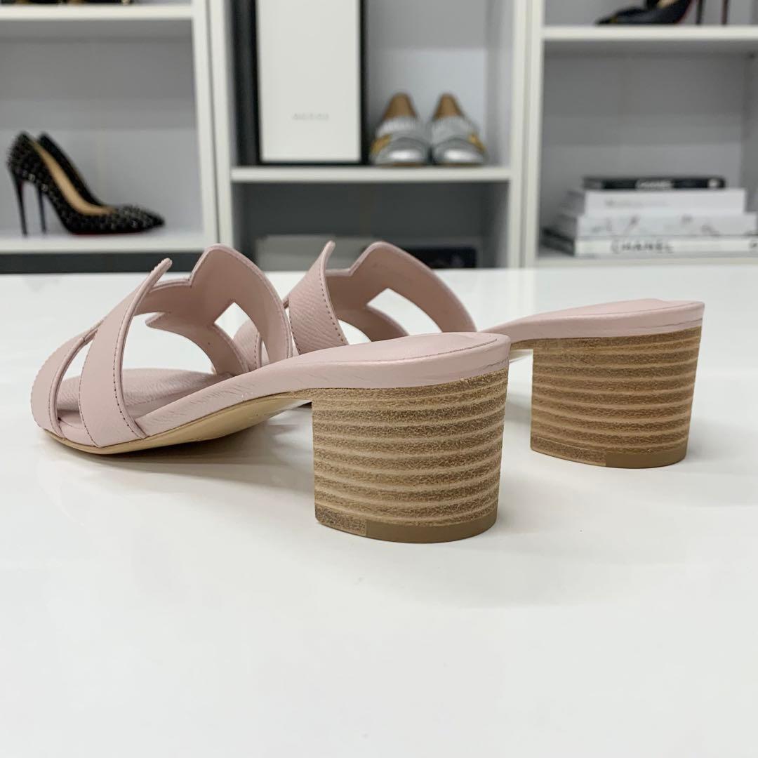 Hermes Oasis Leather Sandals Pink — view 4