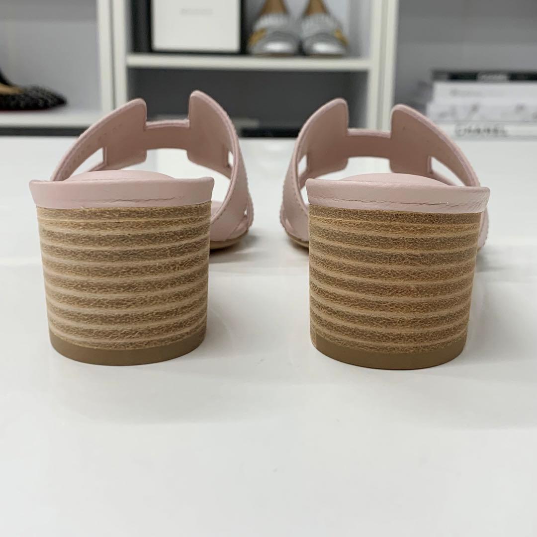 Hermes Oasis Leather Sandals Pink — view 5