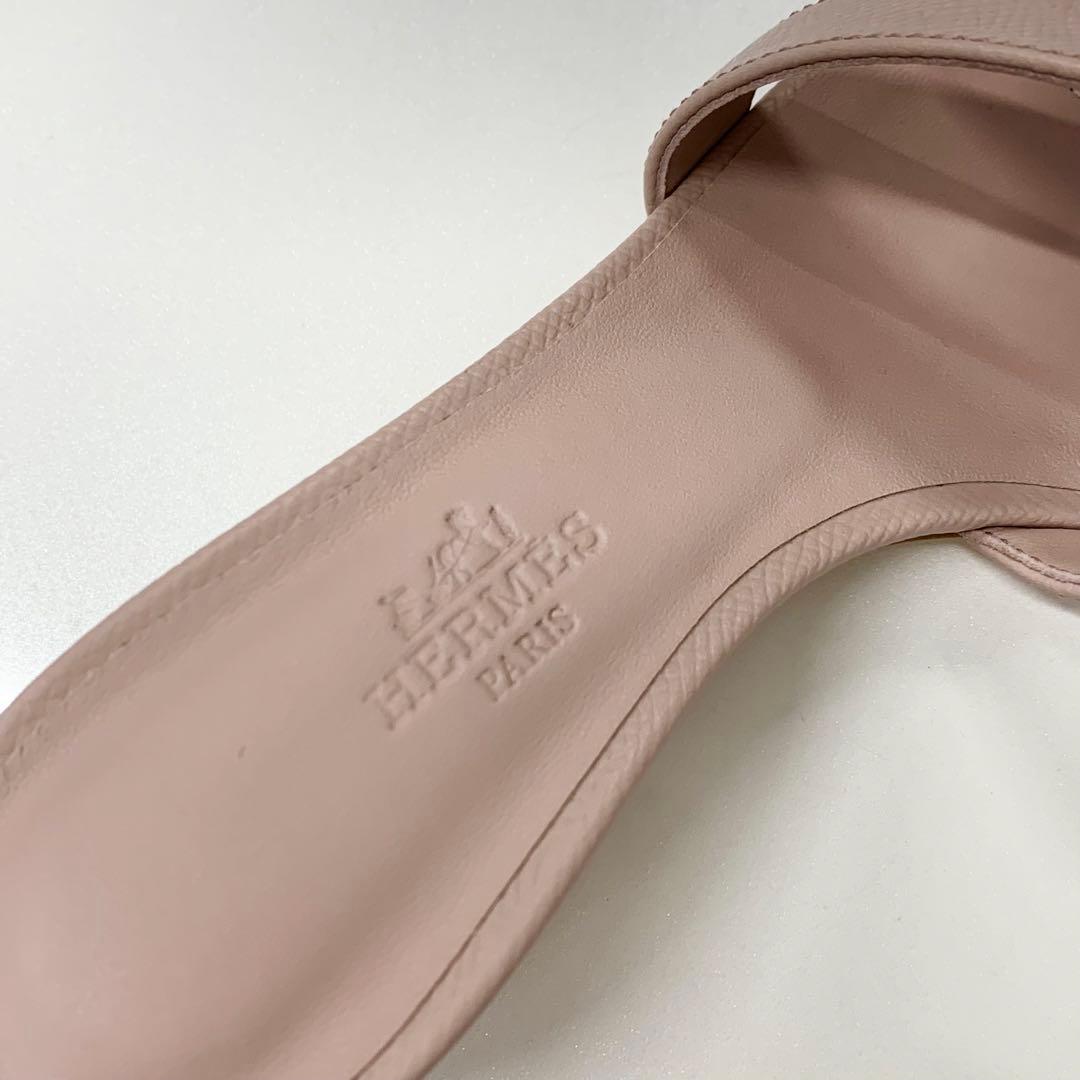 Hermes Oasis Leather Sandals Pink — view 7