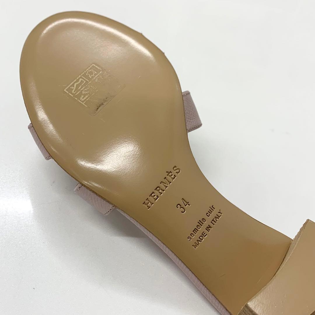 Hermes Oasis Leather Sandals Pink — view 8