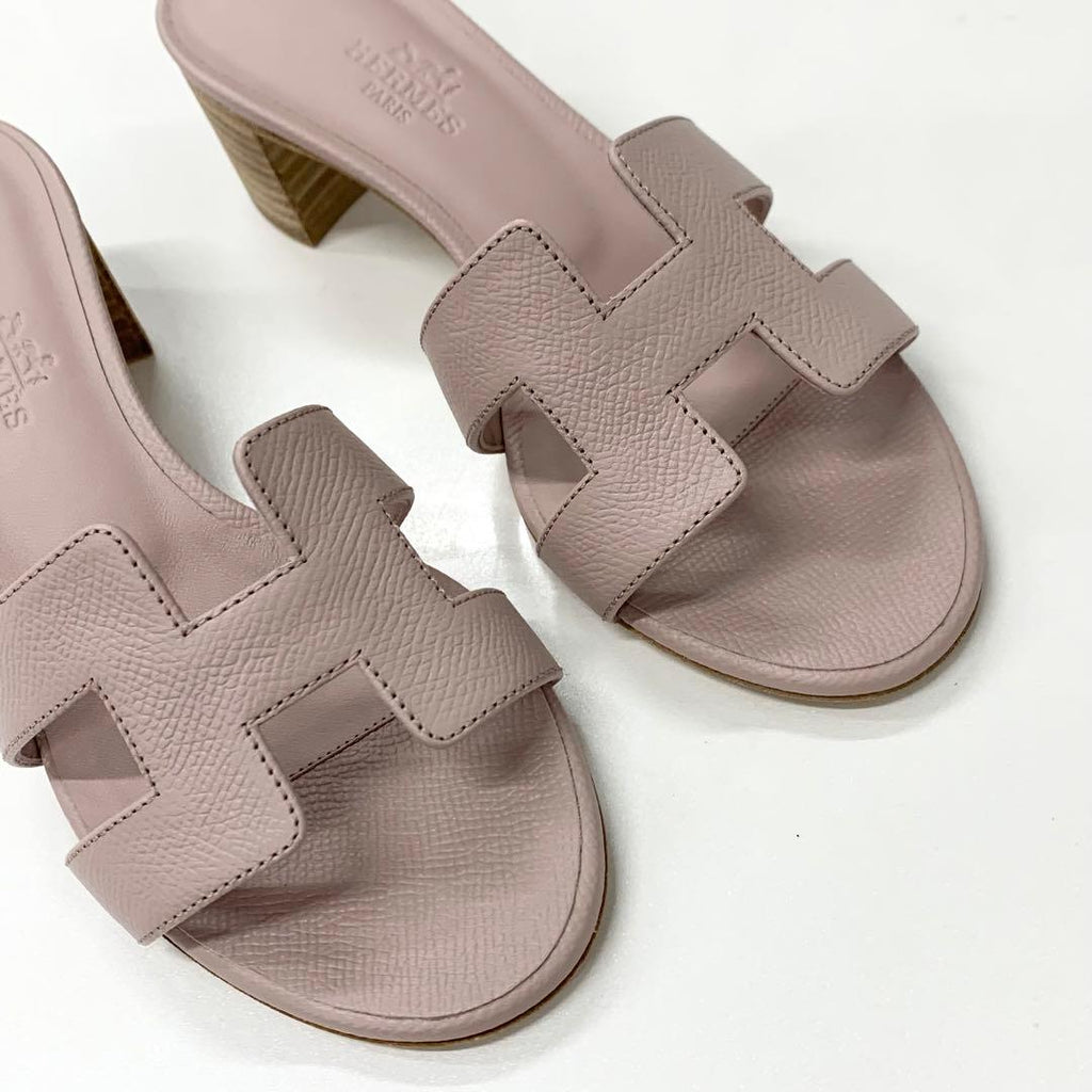 Hermes Oasis Leather Sandals Pink — view 9
