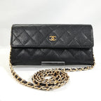 Chanel Class Quilted Caviar Leather Wallet Chain Shoulder Bag