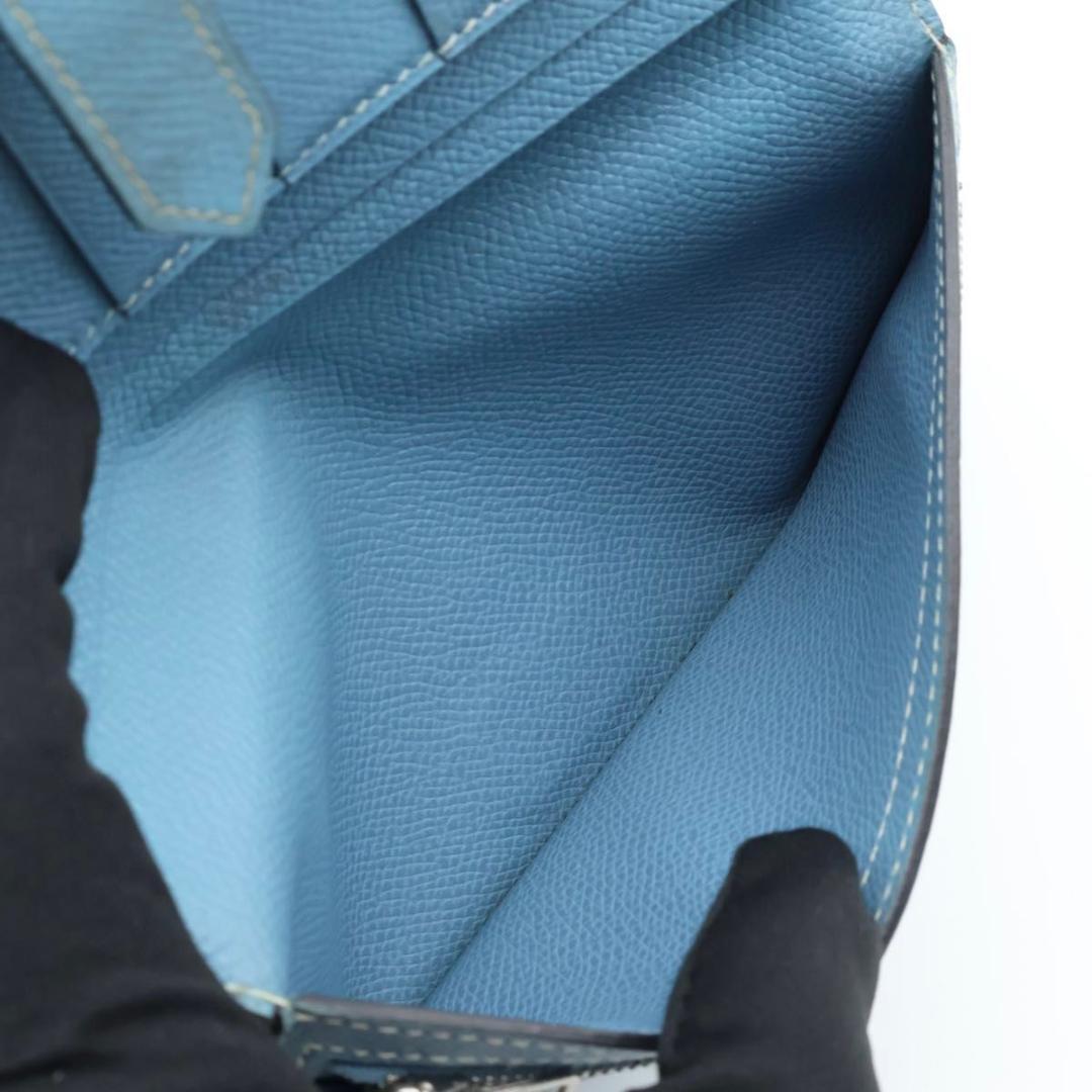 Hermes Bearn Classic Blue Jean Silver Wallet — view 4