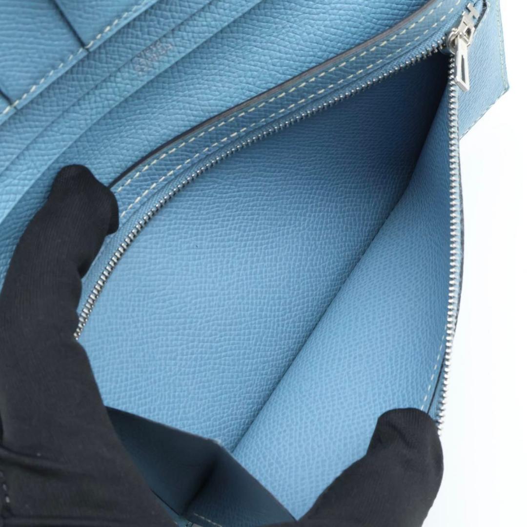 Hermes Bearn Classic Blue Jean Silver Wallet — view 5