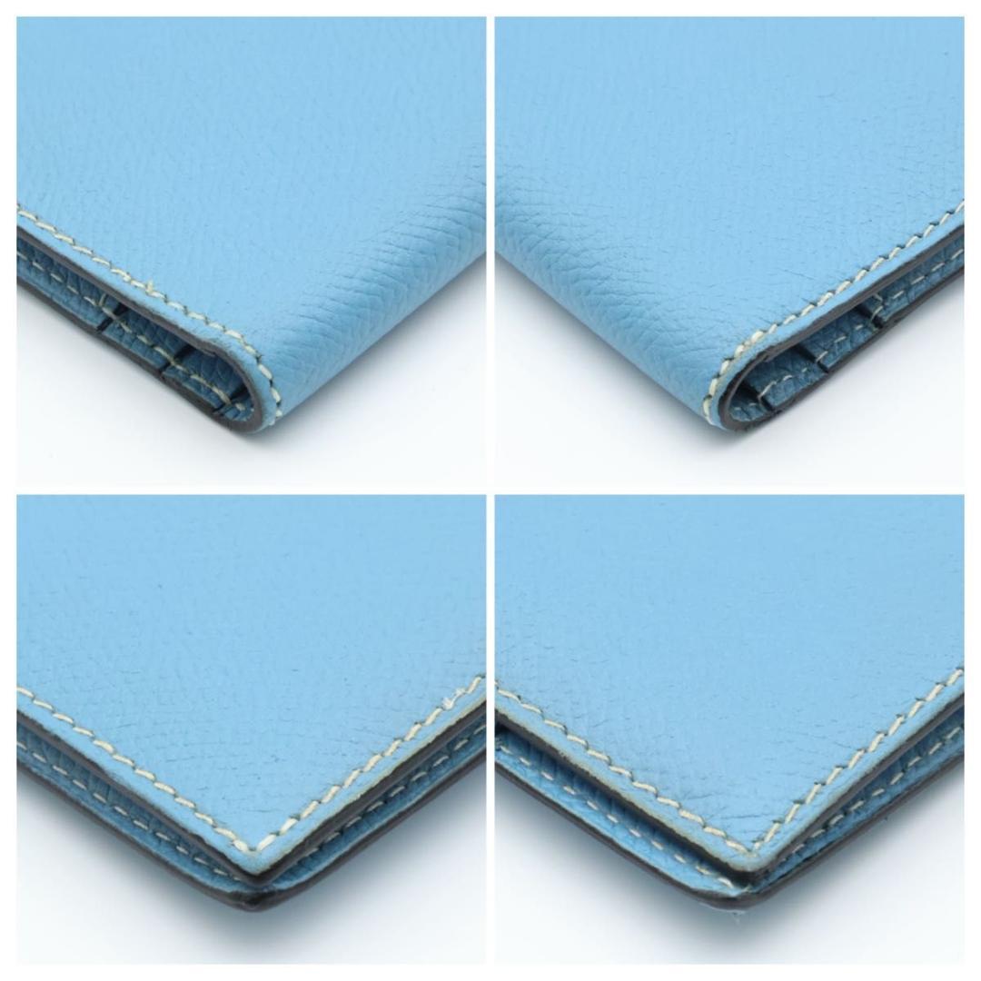 Hermes Bearn Classic Blue Jean Silver Wallet — view 8