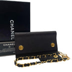 Chanel Quilted Chain Shoulder Bag Wallet Brown