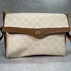 Gucci GG Shoulder Bag Beige Brown Logo Leather — view 2