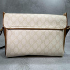 Gucci GG Shoulder Bag Beige Brown Logo Leather — view 3