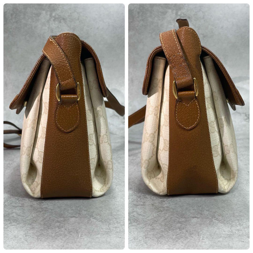 Gucci GG Shoulder Bag Beige Brown Logo Leather — view 7