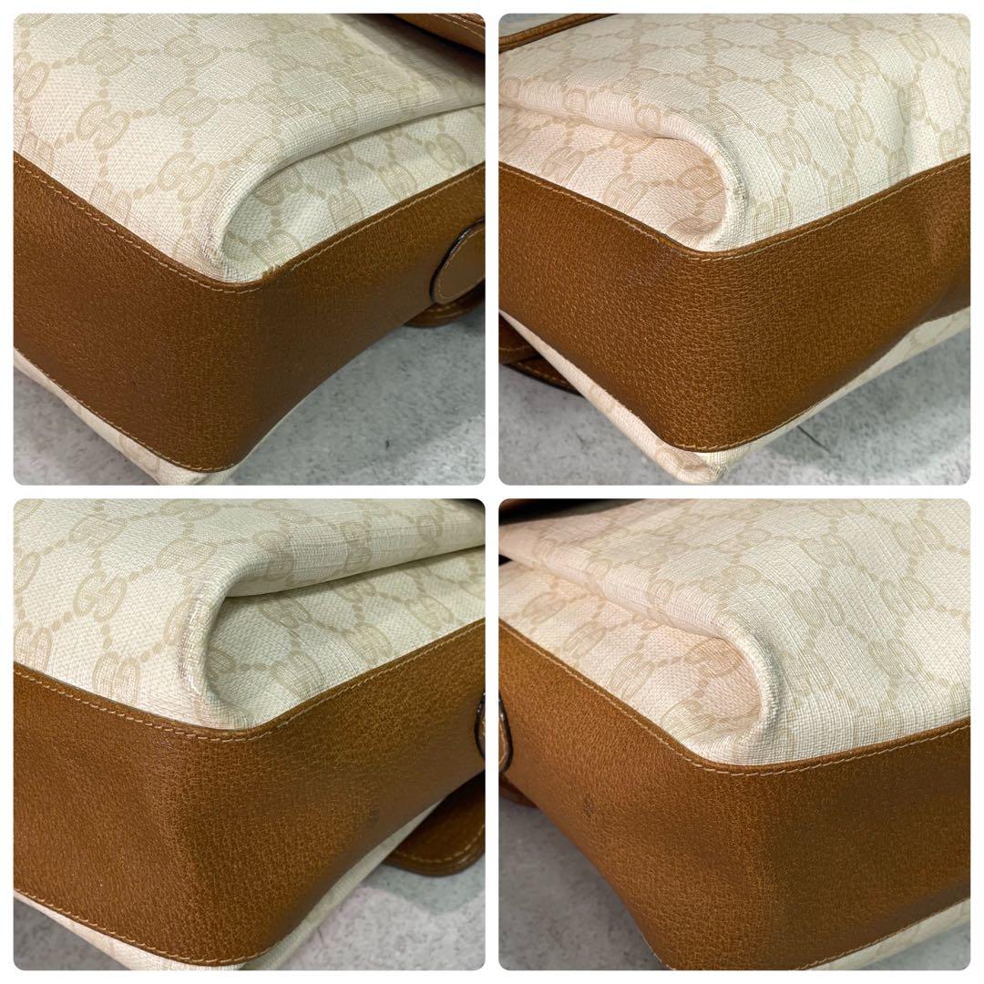 Gucci GG Shoulder Bag Beige Brown Logo Leather — view 9