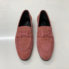 Hermes Paris Suede Hhardware Loafers Pink — view 2