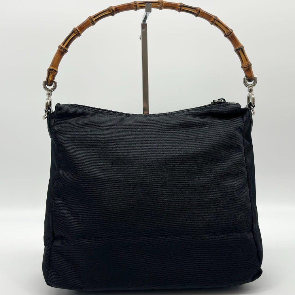 Gucci Vintage Bamboo Nylon Handbag — view 3