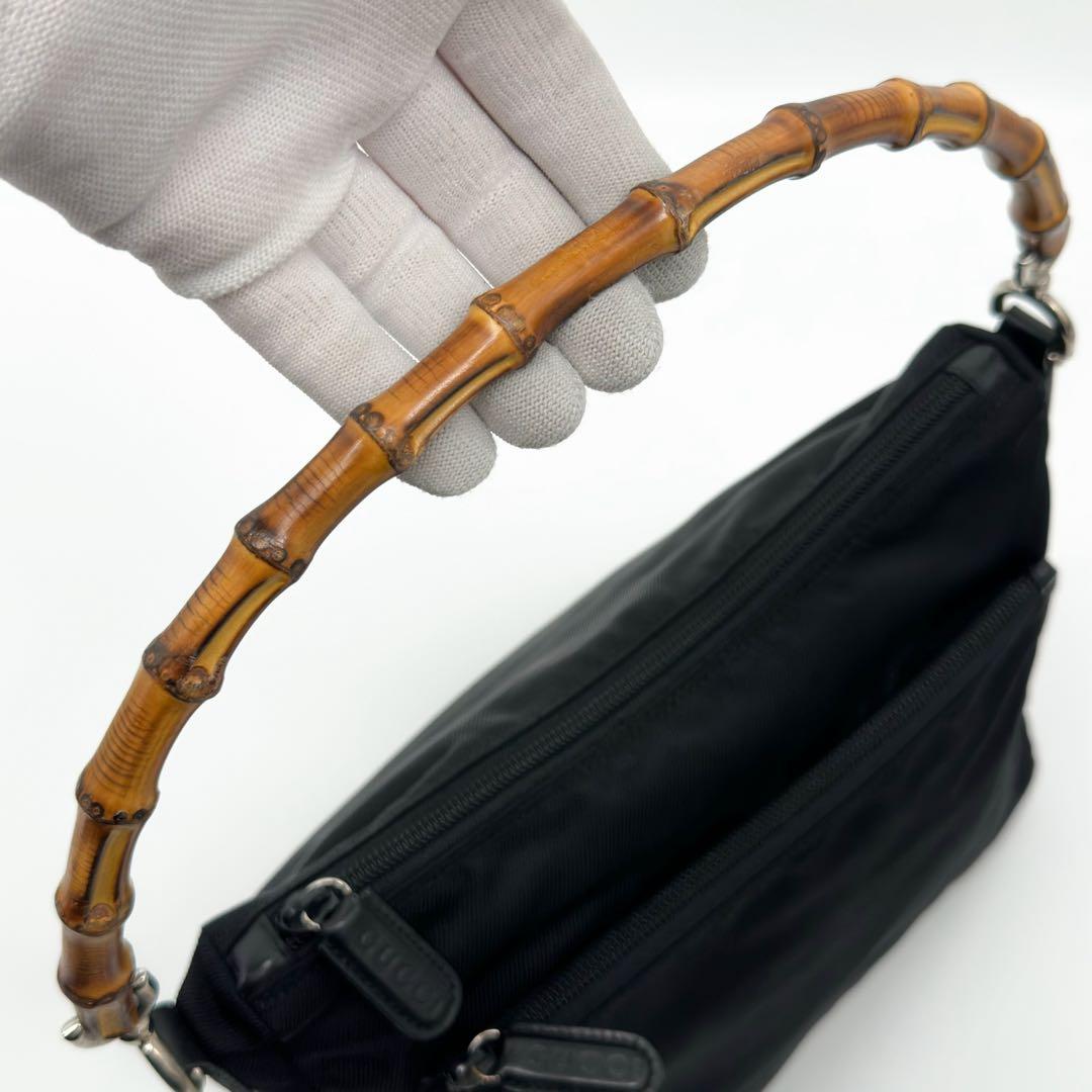 Gucci Vintage Bamboo Nylon Handbag — view 8