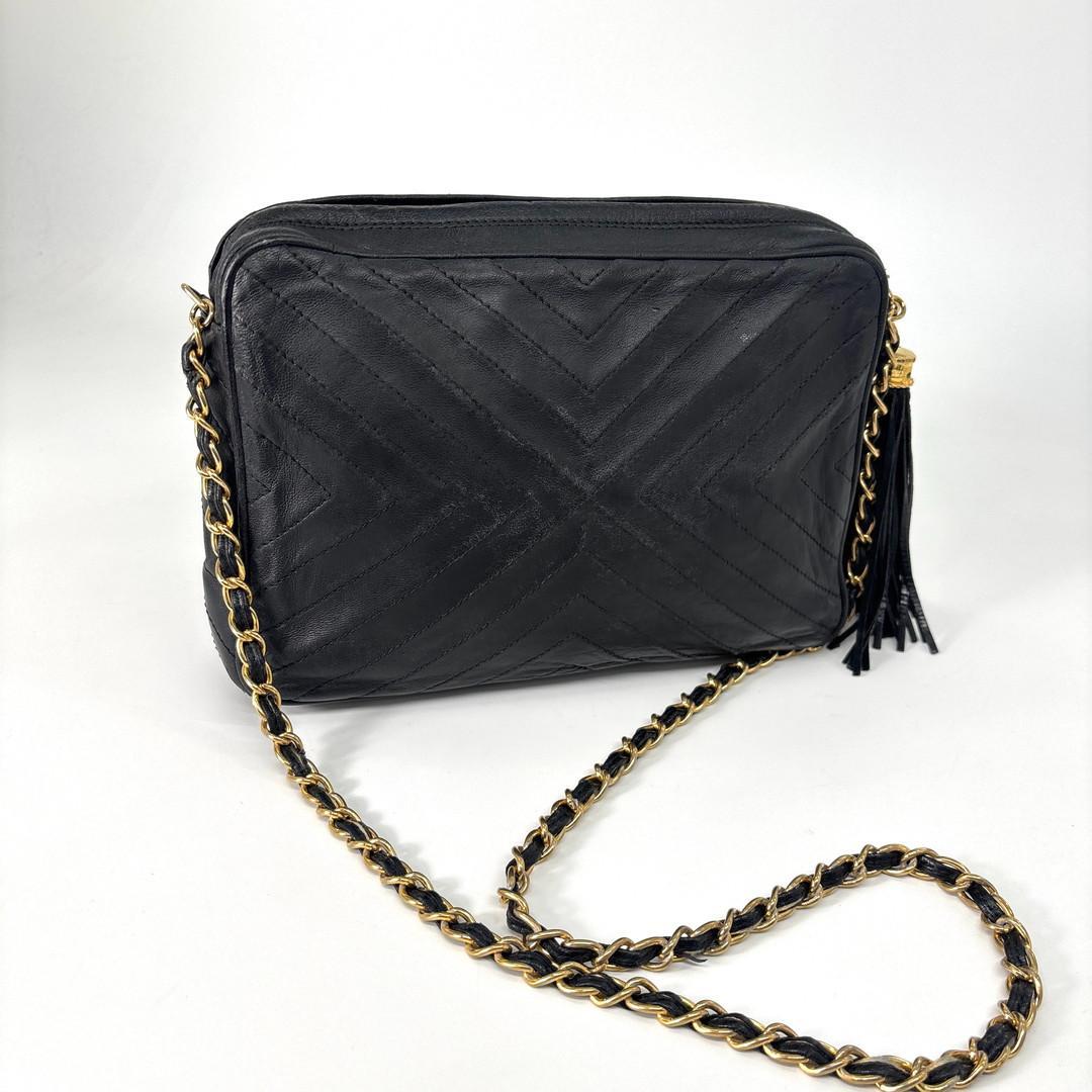 Chanel Stitch Lambskin Shoulder Bag Black — view 5