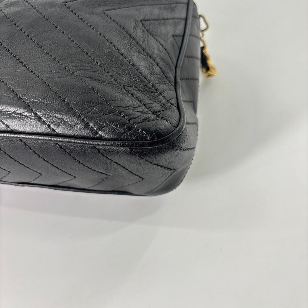 Chanel Stitch Lambskin Shoulder Bag Black — view 8