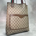 Gucci GG Sherry Line Tote Brown Leather