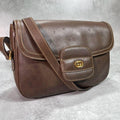 Gucci Shoulder Bag Brown Logo Gold Leather