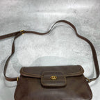 Gucci Shoulder Bag Brown Logo Gold Leather — view 4