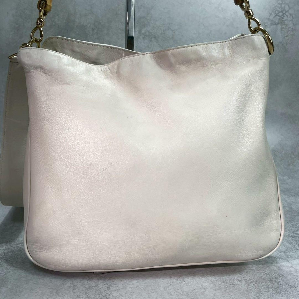 Gucci Shoulder Bag 2-Way Bamboo White Leather — view 2
