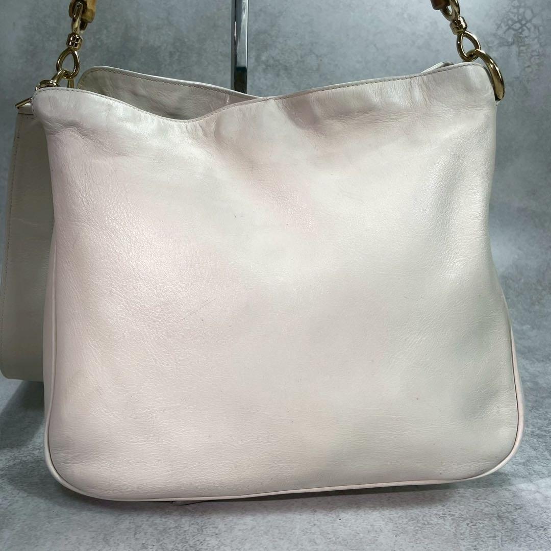 Gucci Shoulder Bag 2-Way Bamboo White Leather — view 2