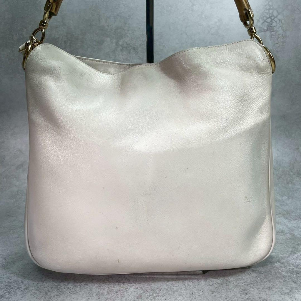 Gucci Shoulder Bag 2-Way Bamboo White Leather — view 3