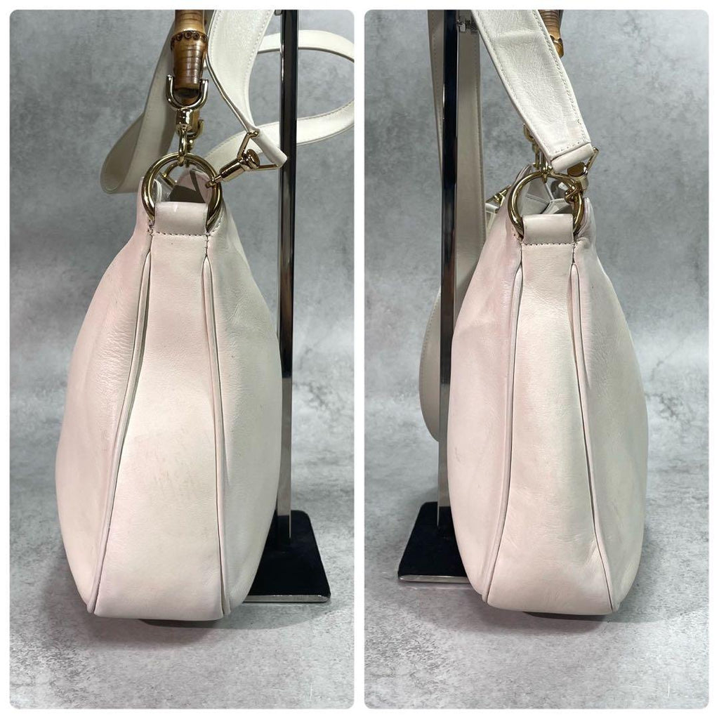 Gucci Shoulder Bag 2-Way Bamboo White Leather — view 7