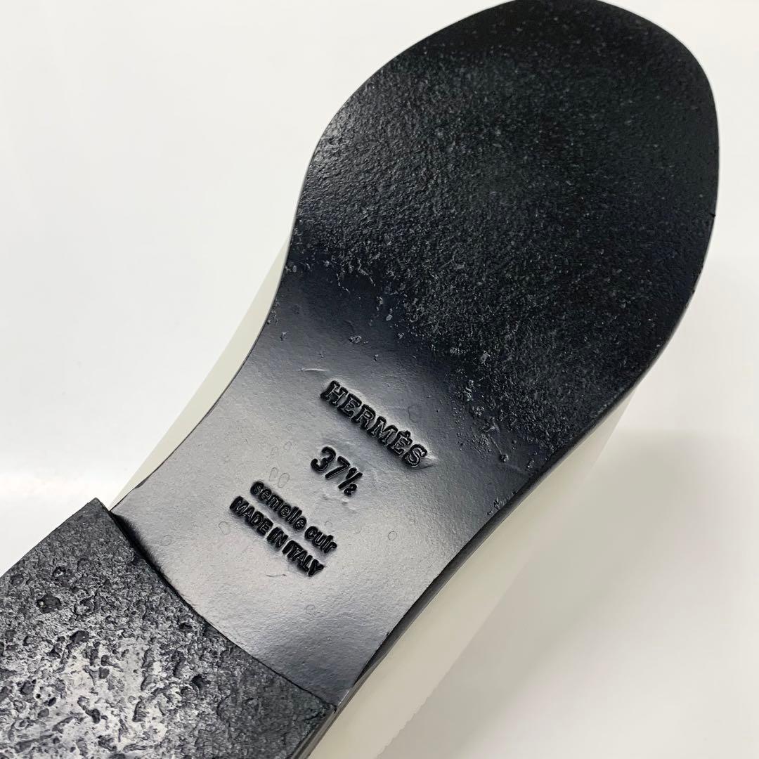 Hermes Jota Leather Kelly Mules Off White — view 8