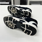 Chanel CC Logo Fabric Sneakers Black White — view 7
