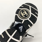 Chanel CC Logo Fabric Sneakers Black White — view 9