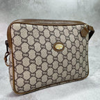 Gucci GG Clutch Brown Beige Leather Logo