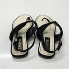 Chanel CC Logo Satin Rhinestone Thong Sandals Black — view 5