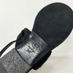 Chanel CC Logo Satin Rhinestone Thong Sandals Black — view 8