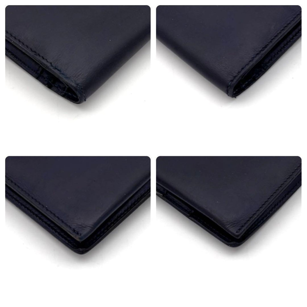 Hermes Bearn Classic Box Calf Navy Blue Wallet Bifold — view 7