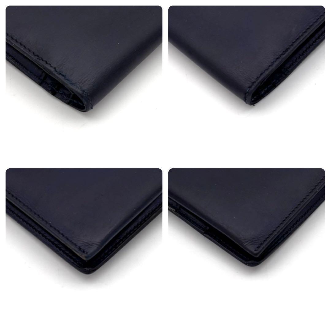 Hermes Bearn Classic Box Calf Navy Blue Wallet Bifold — view 7