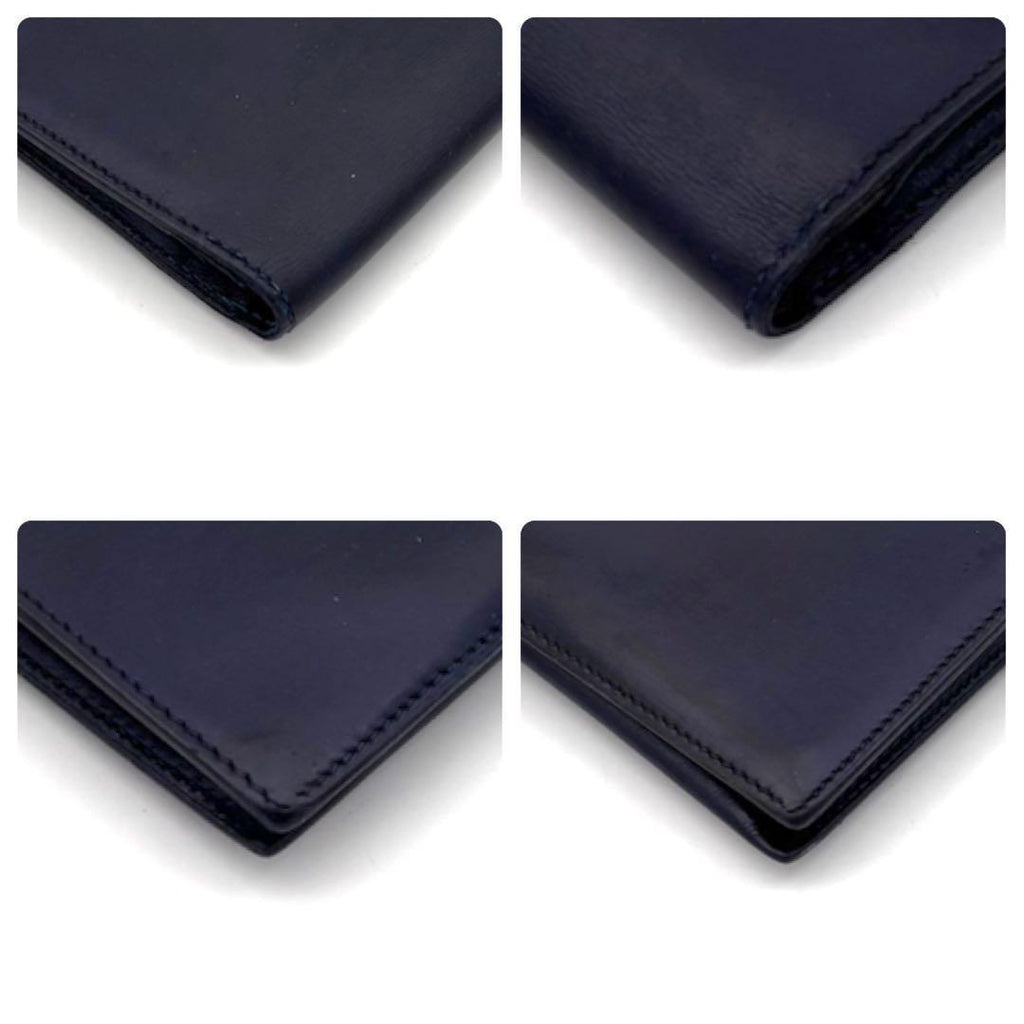Hermes Bearn Classic Box Calf Navy Blue Wallet Bifold — view 8